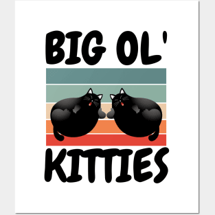 Funny Retro Big Ol' Kitties Cute Lazy Fat Cat Lover Posters and Art